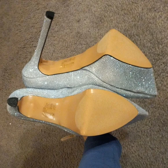 New FELIZ RHINESTONE EMBELLISHED PLATFORM STILETTO, size 10 - Picture 6 of 12